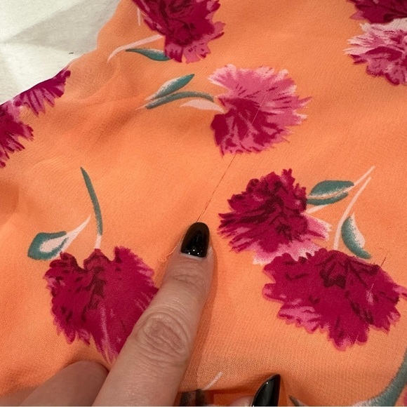 Lulu’s Bloom Forever Coral Orange Floral Print Ruffled High-Low Dress - Picture 10 of 14